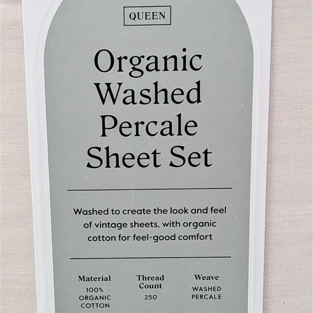 New Threshold Organic Washed Percale Sheet Set Khaki Malange Queen